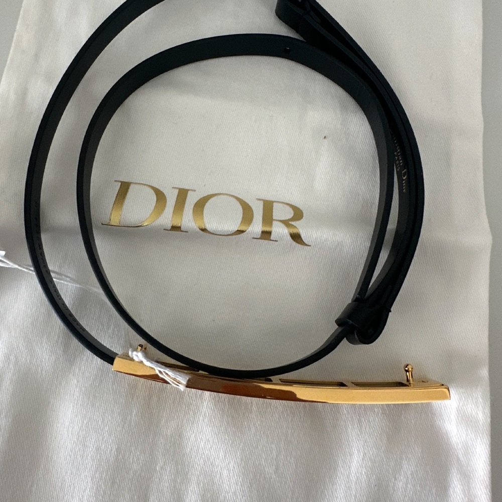 DIOR BLACK LEATHER SIGNATURE SLIM BELT 15MM Medium - Picture 3 of 6